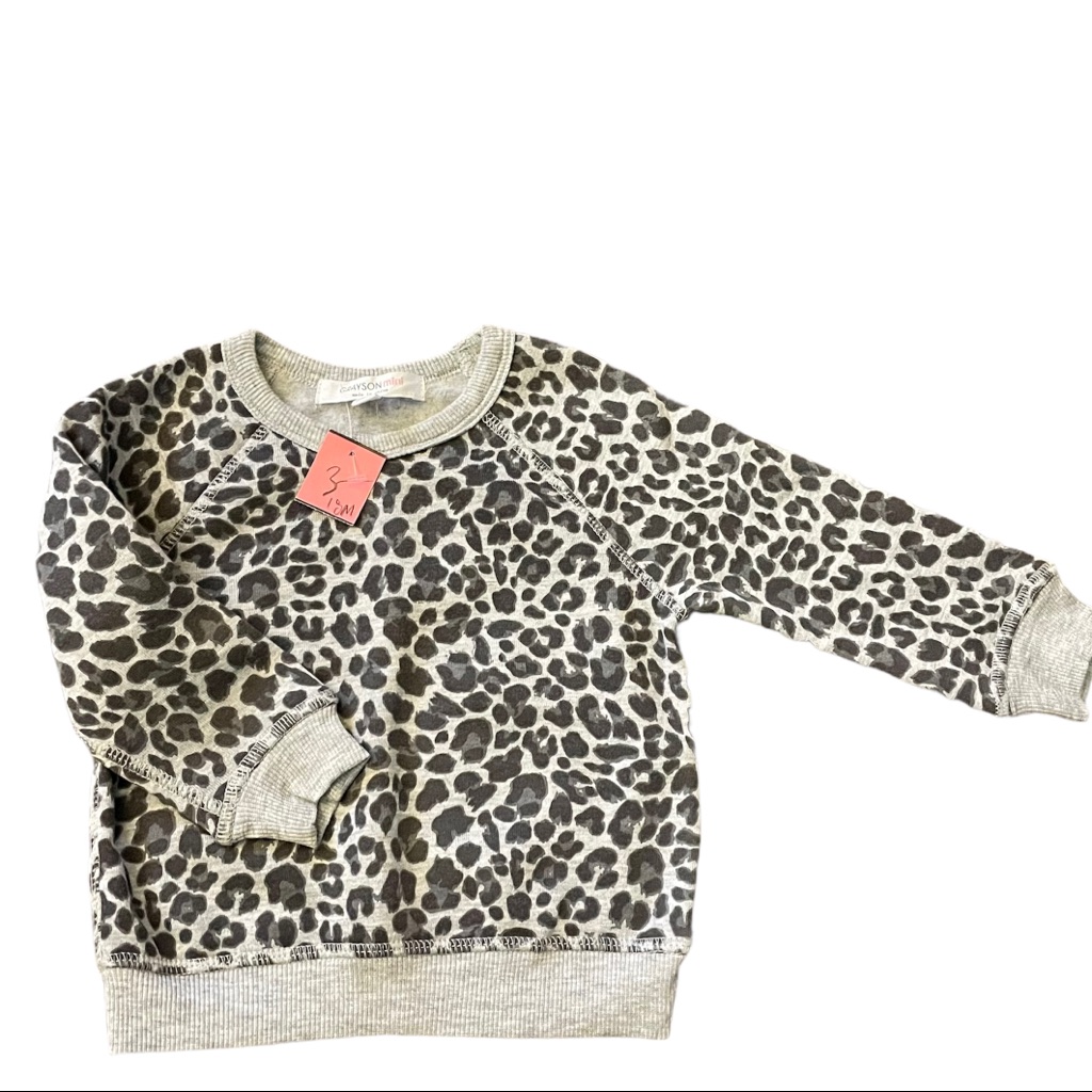 Nwt Grayson Mini Cheetah Print Baby Cozy Crewneck